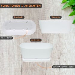 3er-Set Blumenkasten Lila – Pflanztöpfe mit Wasserauffangschale für Garten, Balkon und Tischdeko – Modernes Design für Innen und Außen