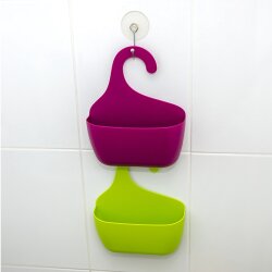 3er Set beigee Badkörbe mit Haken – großes Aufbewahrungsset für Dusche & Bad