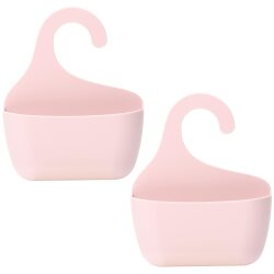 2er Set Bad- und Duschregal Hellrosa mit Haken –...