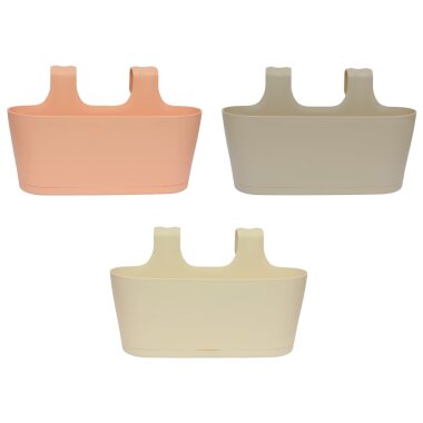 3er Set Balkonkasten Oval Apricot Sand Beige – Hänge-Pflanzkasten 40 cm, UV-beständig