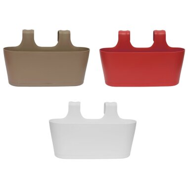 3er Set Balkonkasten Braun Rot Weiß – ovale Hänge-Blumenkästen mit Wasserspeicher, wetterfest & UV-beständig (40 cm)