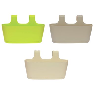 3er Set Ovaler Balkonkasten mit Wasserspeicher – Pflanzkästen zum Hängen in Grün, Sand & Beige (40 cm)