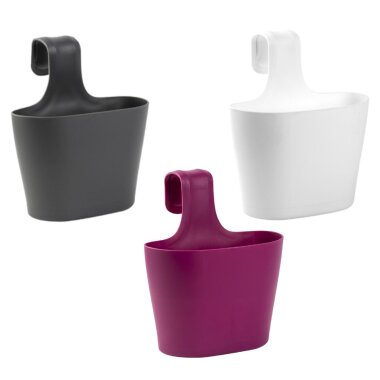 3er Set Blumenkasten oval 28L zum Hängen mit Bügel und Wasserspeicher – robuste Balkon-Pflanzkästen in Weiß, Lila und Anthrazit