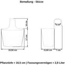 3er Set Blumenkasten oval 28L mit Bügel &...