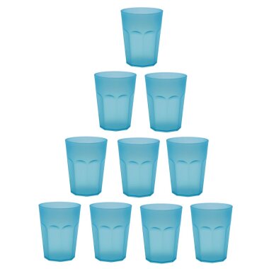ENGELLAND 10er Set Kunststoffbecher 0,25 l Blau – BPA-frei, spülmaschinenfest, bruchsicher, ideal für Kinder, Camping, Picknick & Alltag