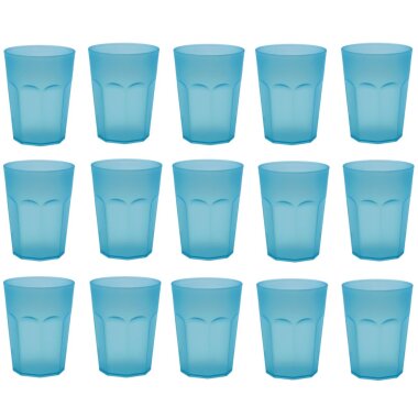 ENGELLAND 15er Set Kunststoffbecher 0,25 l Blau – BPA-frei, bruchsicher, spülmaschinenfest, ideal für Kinder, Camping, Picknick & Alltag