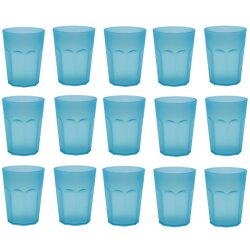 ENGELLAND 15er Set Kunststoffbecher 0,25 l Blau –...