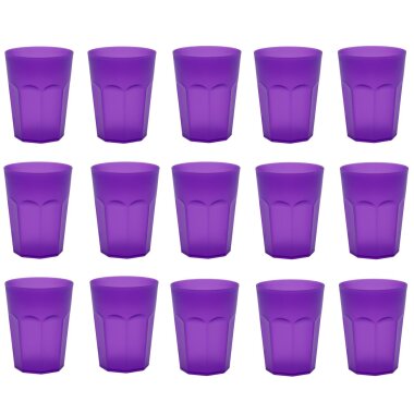 ENGELLAND 15er Set Kunststoffbecher 0,25 l Lila – BPA-frei, bruchsicher, spülmaschinenfest, ideal für Kinder, Camping, Picknick & Alltag