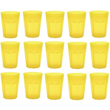 ENGELLAND 15er Set Kunststoffbecher 0,25 l Gelb – BPA-frei, bruchsicher & spülmaschinenfest