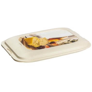 ENGELLAND Stapelbox Aufschnittdose mit Deckel – Frischhaltedose für Wurst, Käse & Aufschnitt, stapelbar und luftdicht Farbe Beige