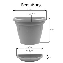 Hängender Pflanzkübel 2,4 L Braun mit Untersetzer, wetterfest & robust