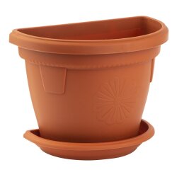 Wand-Pflanzkübel mit Untersetzer in Terracotta...