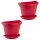 2er Set hängende Pflanzkübel 2,4 L Rot – wetterfeste Wand-Blumentöpfe mit Untersetzer