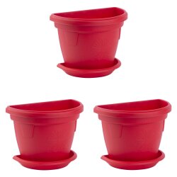 3er Set hängende Pflanzkübel 2,4L Rot mit...