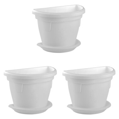 3er-Set hängende Pflanzkübel 2,4 L Weiß – mit Untersetzer, wetterfest & robust für Balkon & Garten