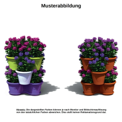 2x Blumentopf S&auml;ulentopf Pflanzturm Hochbeet mit Untersetzer stapelbar Kunststoff Rot