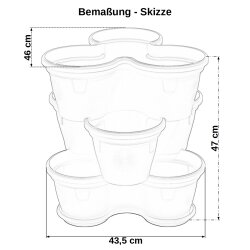 3er Set Blumentöpfe Braun – stapelbar mit Untersetzer für Balkon & Garten