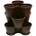 3x Blumentopf Säulentopf Pflanzturm Hochbeet mit Untersetzer stapelbar Kunststoff Braun
