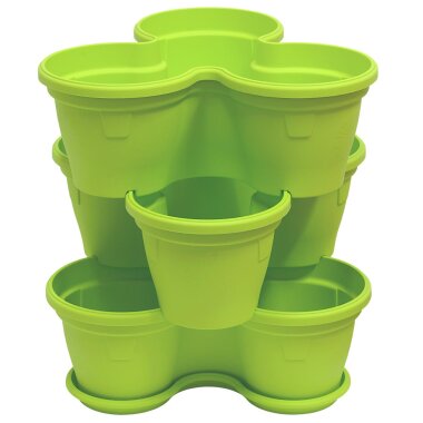 3er Set Blumentöpfe Grün – stapelbare Pflanztürme für platzsparendes Gärtnern auf Balkon & Garten