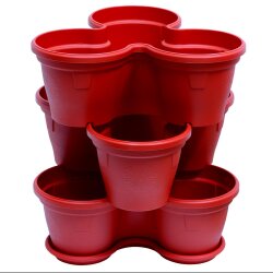 3er Set Blumentöpfe Rot – stapelbare...