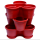 3x Blumentopf S&auml;ulentopf Pflanzturm Hochbeet mit Untersetzer stapelbar Kunststoff Rot