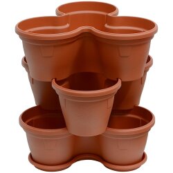 3er Set Blumentöpfe Terrakotta – stapelbare...