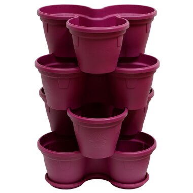 4er Set Blumentöpfe Lila – stapelbare Pflanztürme für Balkon, Garten & Terrasse