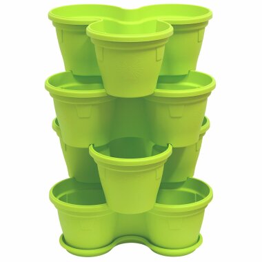 4er Set Blumentöpfe Grün – stapelbare Pflanztürme für Balkon, Garten & Terrasse