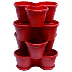 4er Set Blumentöpfe Rot – stapelbare...