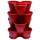 4x Blumentopf Säulentopf Pflanzturm Hochbeet mit Untersetzer stapelbar Kunststoff Rot