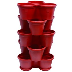 5er Set Pflanzturm Rot – stapelbare...