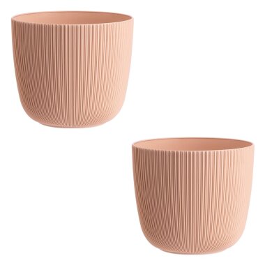 Engelland 2er-Set Blumentopf Apricot Ø 25 cm – wetterfest & UV-beständig mit Drainagesystem