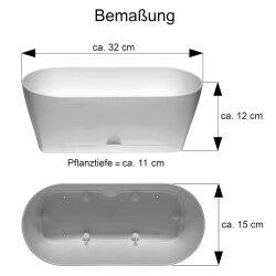 3er-Set Blumenkästen 30 cm Rot – Balkonkasten mit Untersetzer für Garten, Balkon und Tischdekoration