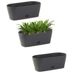 3er-Set Blumenkästen 30 cm Anthrazit –...