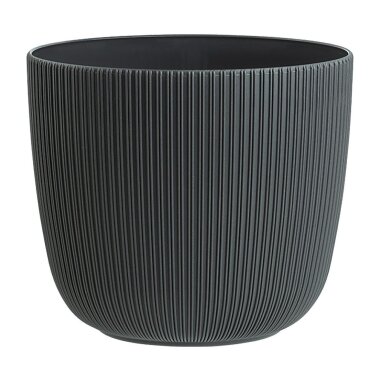 ENGELLAND Blumentopf Ø 21 cm Anthrazit – wetterfester Kunststoff-Pflanztopf mit Drainagesystem für Indoor & Outdoor