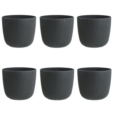 Engelland 6er Set Blumentöpfe Ø18 cm Anthrazit, Kunststoff, Drainage, wetterfest