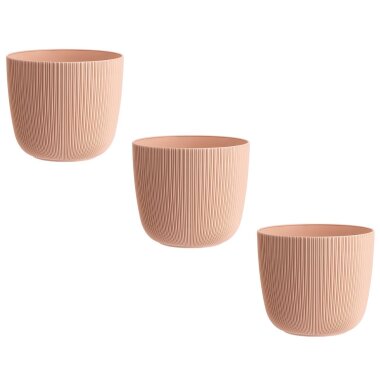 Engelland 3er-Set Blumentopf Apricot Ø 15 cm – wetterfest, UV-resistent mit Drainagesystem