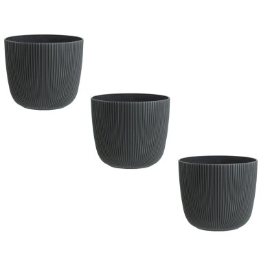 ENGELLAND 3er-Set Blumentöpfe Ø 15 cm Anthrazit – wetterfest mit Drainagesystem für Balkon & Fensterbank