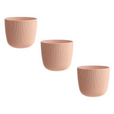 Engelland Pflanztöpfe Apricot 3er-Set  Ø 12 cm mit integriertem Drainagesystem – wetterfeste Kunststoff-Blumentöpfe