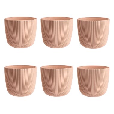Engelland Pflanztöpfe Apricot 6er-Set  Ø 12 cm mit integriertem Drainagesystem – wetterfeste Kunststoff Blumentöpfe