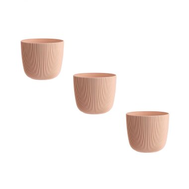 ENGELLAND 3er-Set Blumentöpfe Ø 10 cm Apricot – wetterfest mit integriertem Drainagesystem