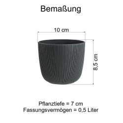 3x anthrazit Engelland moderner Blumentopf mit Drainagesystem Pflanztopf-Kübel widerstandsfähig rund wetterfest Kunststoff Ø 10 cm