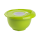 1x grün Back-/Rührschüssel mit zweigeteiltem Deckel Quirltopf Salatschüssel rutschfest Silikonfüße Einhandgriff Ausgießer Kunststoff