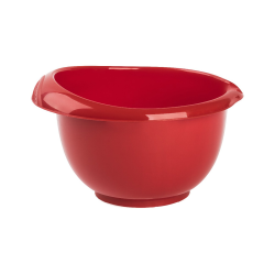 2x rot Back-/Rührschüssel mit zweigeteiltem Deckel Quirltopf Salatschüssel rutschfest Silikonfüße Einhandgriff Ausgießer Kunststoff