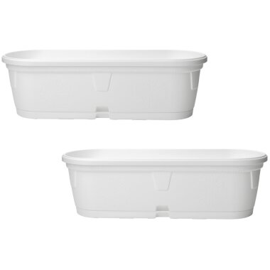 2x Pflanzkübel Blumenkasten Weiß 50 cm – wetterfest, langlebig, für Balkon, Terrasse und Garten, moderner Blumentopf Kunststoff