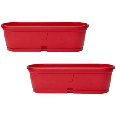 2x Pflanzkübel Blumenkasten Rot 50 cm – wetterfest, langlebig, für Balkon, Terrasse und Garten, modernes Design Kunststoff