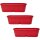 3x Wetterfester Pflanzkübel 50 cm Rot – Länglicher Blumenkasten mit Wasserspeicher für Balkon, Terrasse und Garten