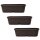 3er Set Pflanzkübel 50 cm Dunkelbraun – oval, wetterfest mit Wasserspeicher für Balkon & Terrasse