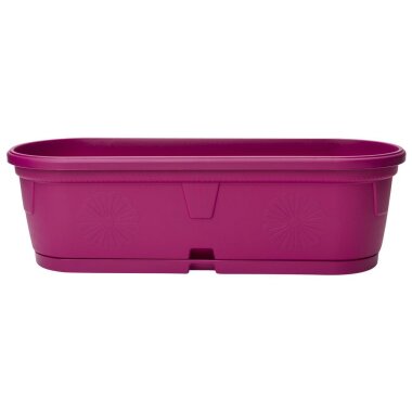 Wetterfester Pflanzkübel 50 cm Lila – Länglicher Blumenkasten mit Wasserauffangschale, ideal für Balkon, Terrasse & Tischdekoration