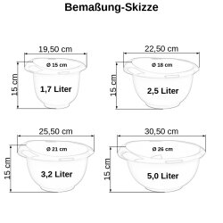4er Set Apricot Backschüsseln stapelbar mit Silikonfüßen, Ausgießer & BPA-frei
